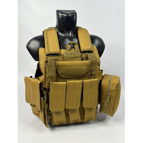 Тактический разгрузочный жилет «5 / пять карманов» с подсумками Tactical Molle Plate Carrier для съемных бронепластин в Сергиевом Посаде